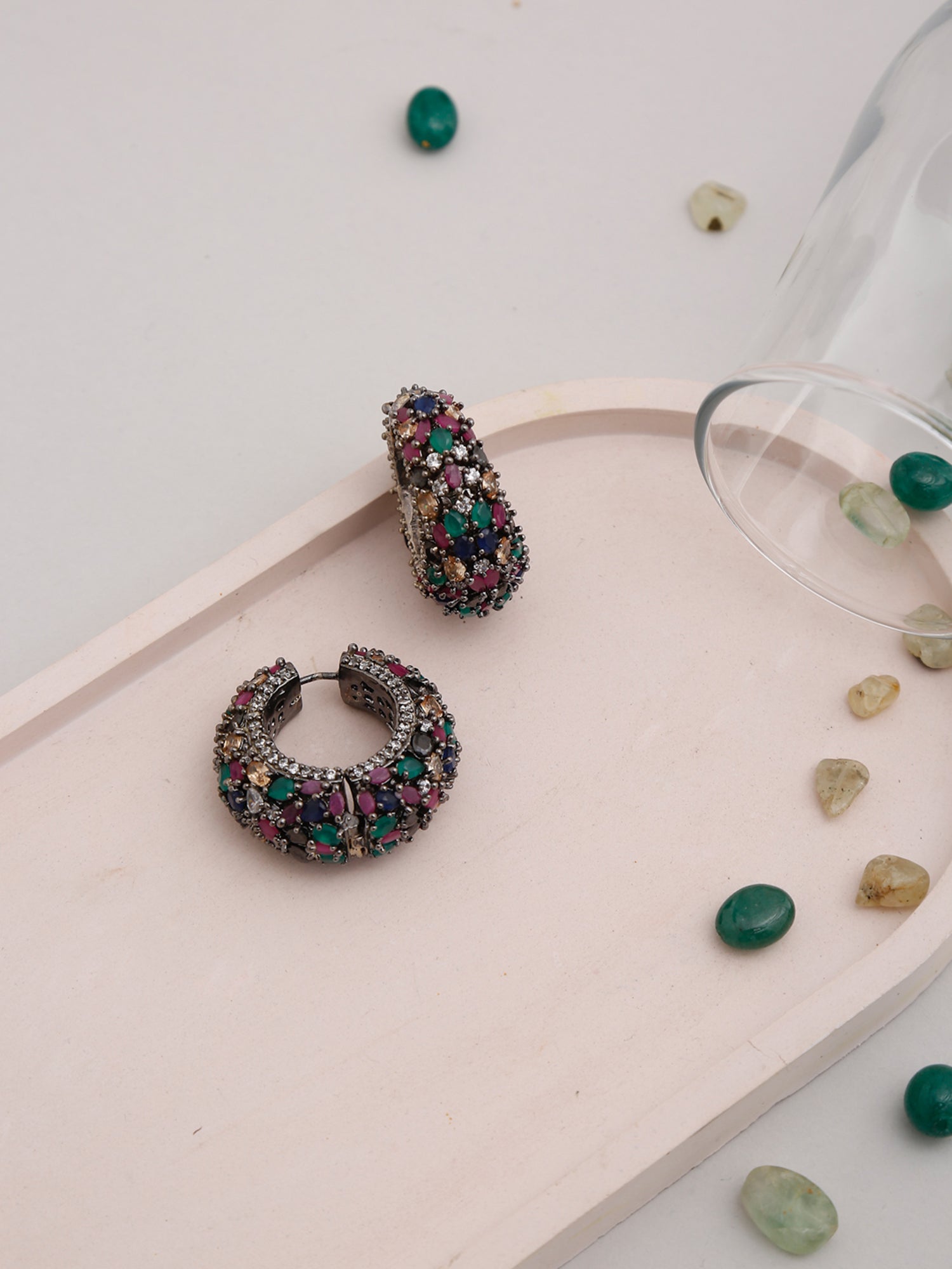 Multicoloured Contemporary Hoop Earrings - Ruby Raang | Grocsy