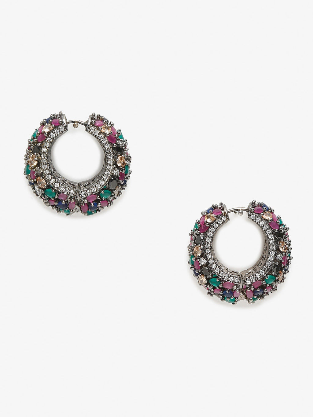 Multicoloured Contemporary Hoop Earrings - Ruby Raang | Grocsy