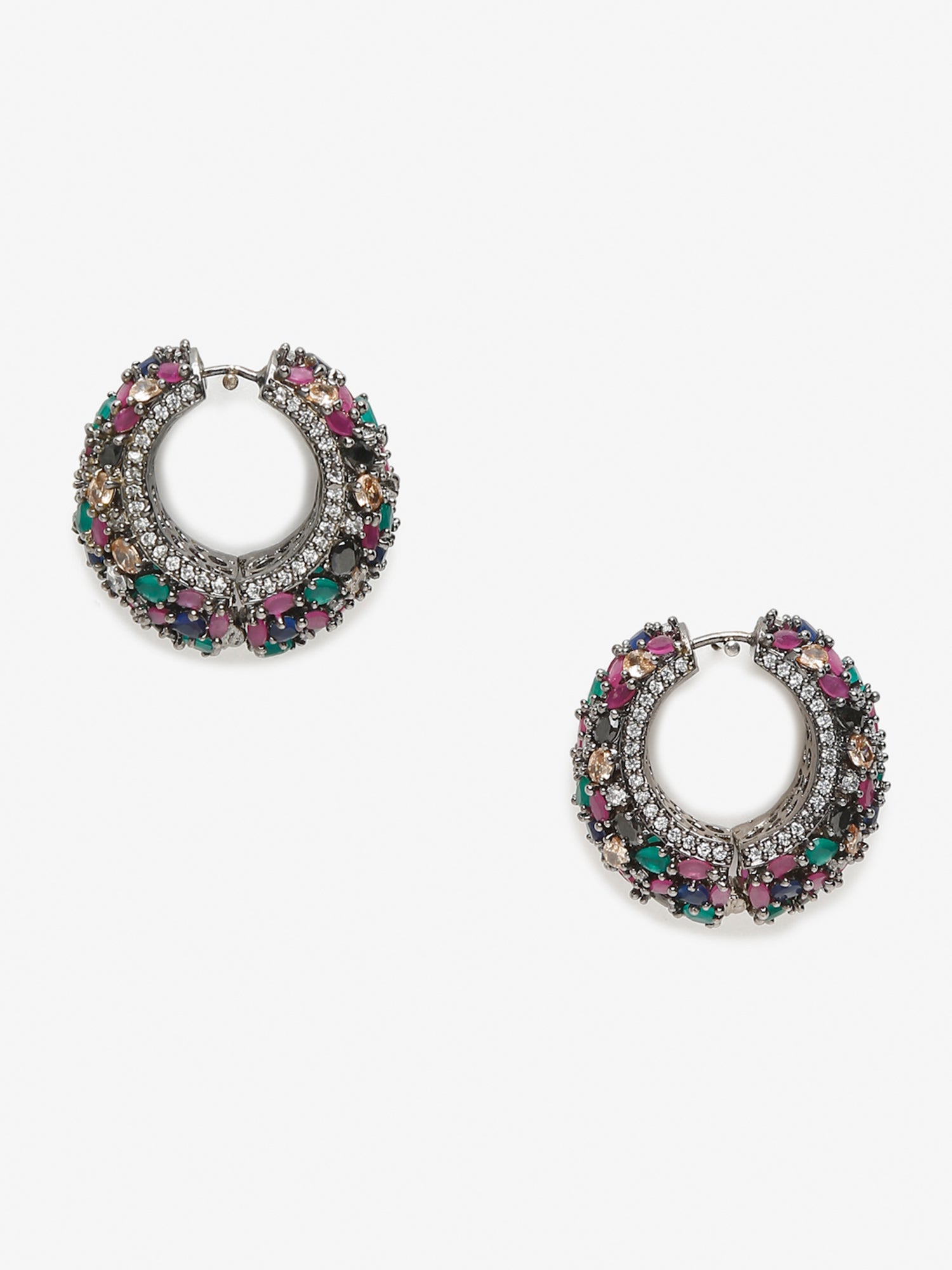 Multicoloured Contemporary Hoop Earrings - Ruby Raang | Grocsy