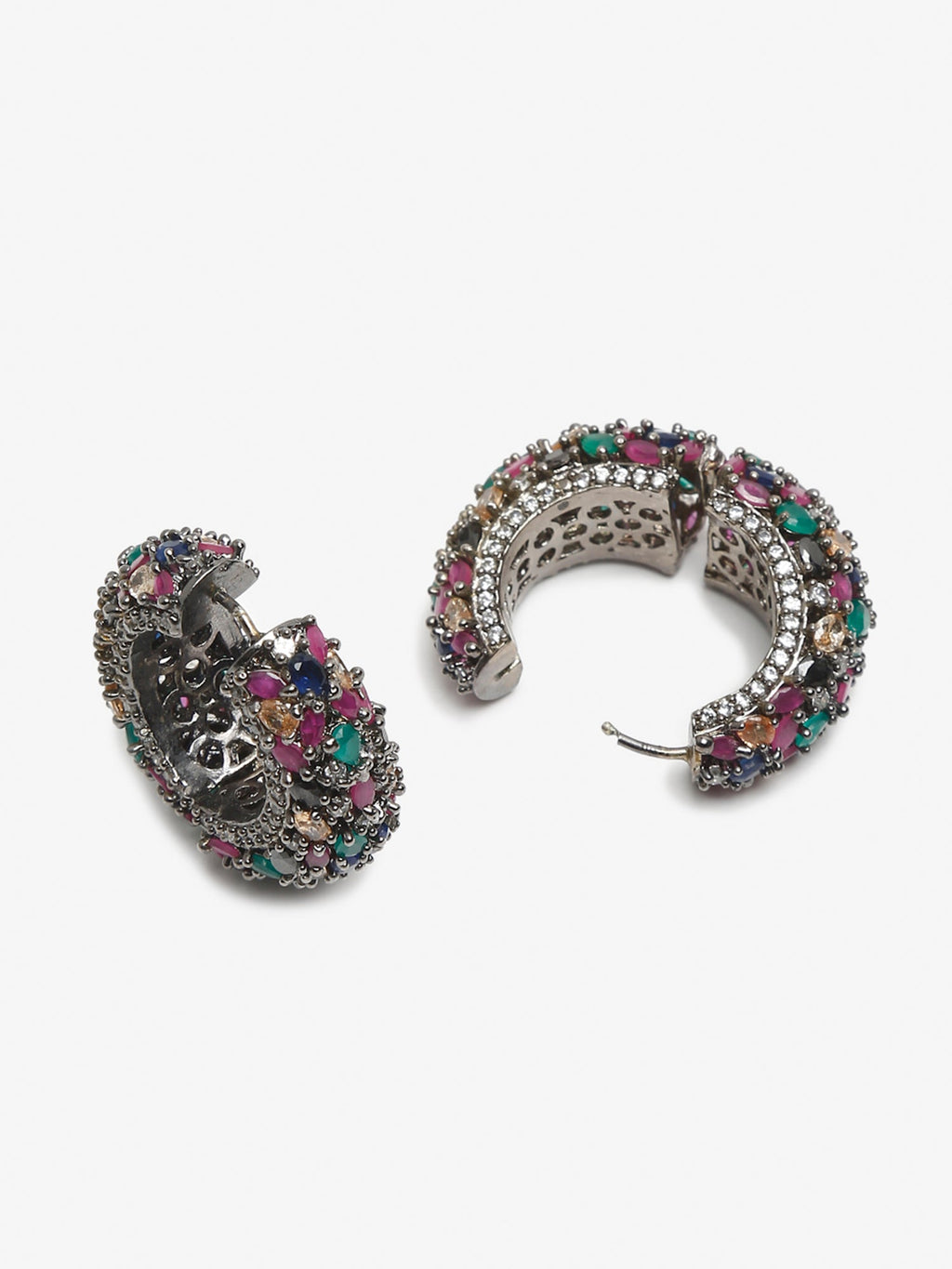Multicoloured Contemporary Hoop Earrings - Ruby Raang | Grocsy