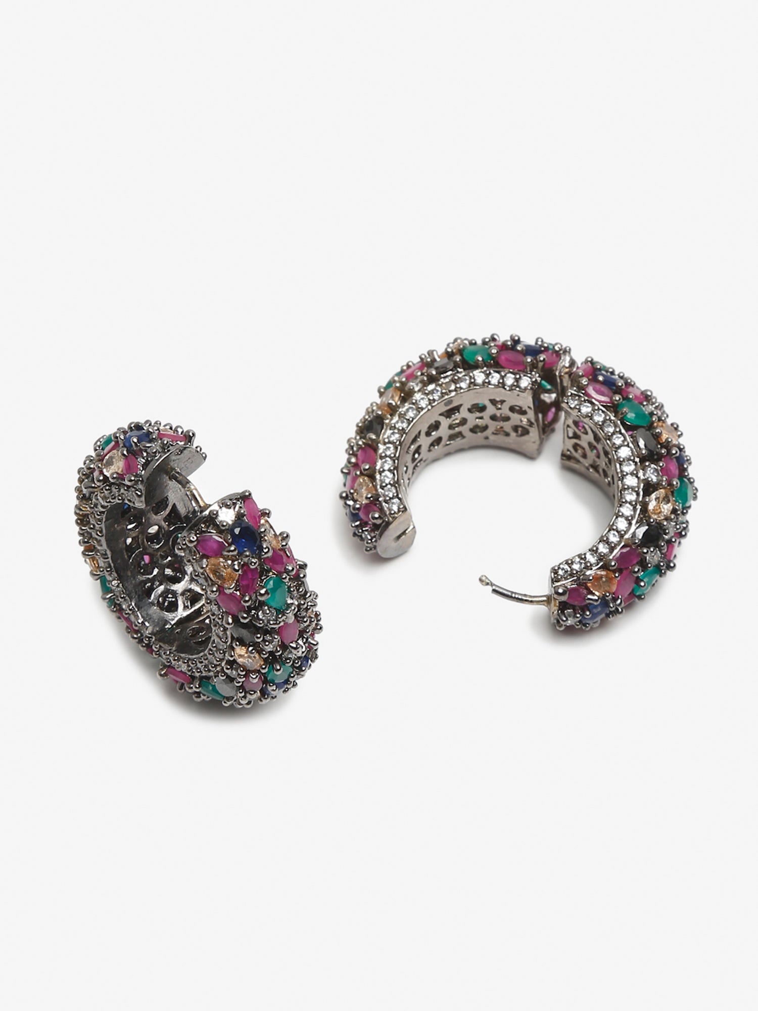 Multicoloured Contemporary Hoop Earrings - Ruby Raang | Grocsy
