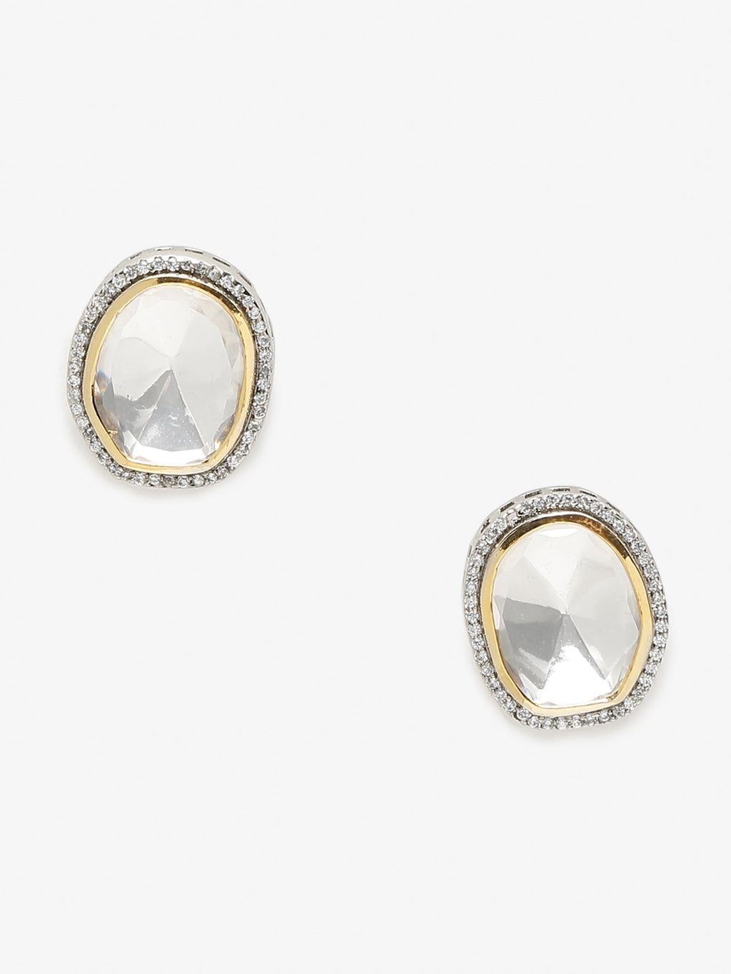 Silver-Toned Contemporary Studs Earrings - Ruby Raang | Grocsy