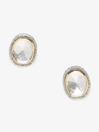 Silver-Toned Contemporary Studs Earrings - Ruby Raang | Grocsy