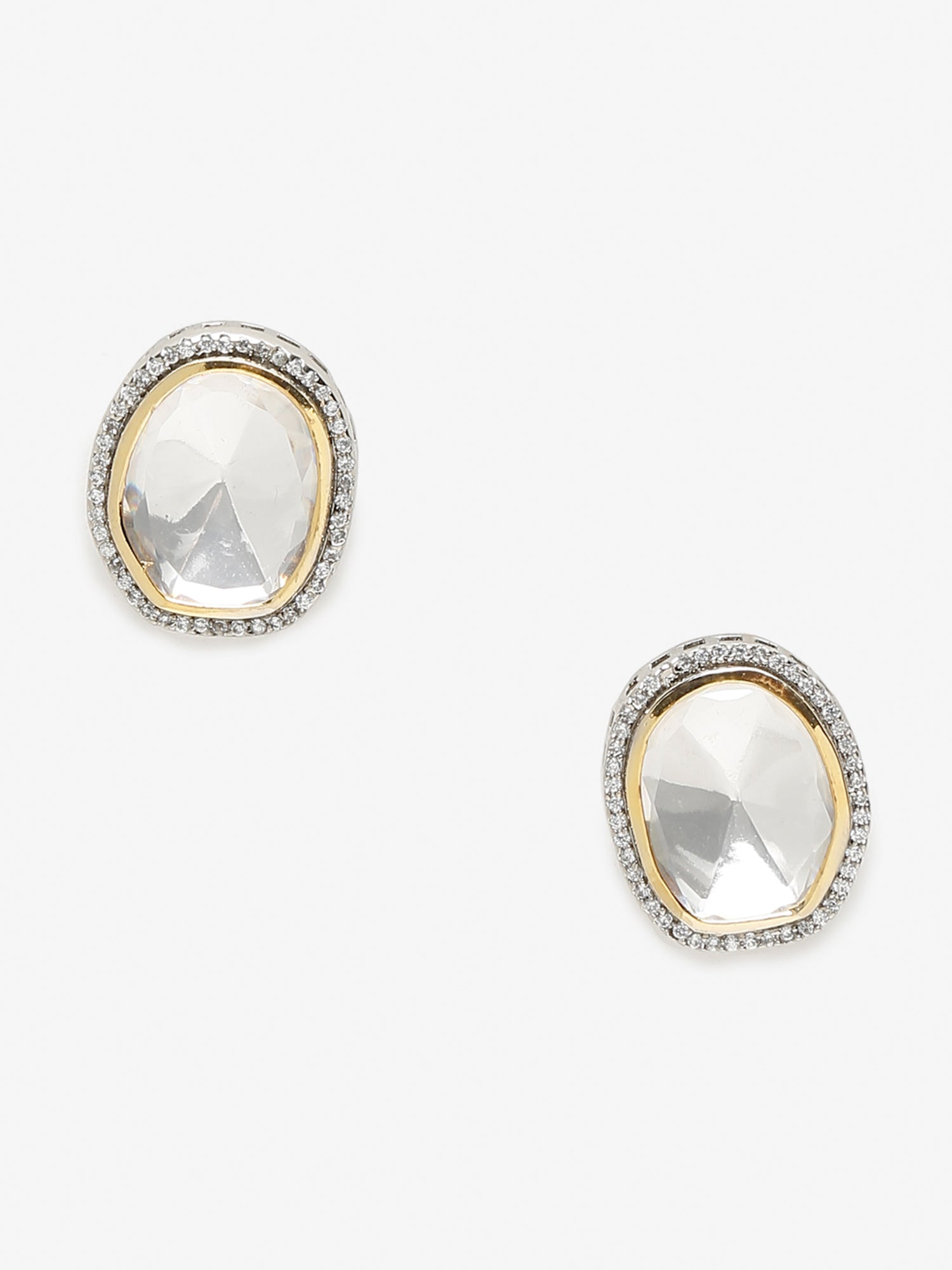 Silver-Toned Contemporary Studs Earrings - Ruby Raang | Grocsy