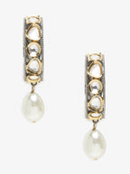 Silver-Toned White Circular Hoop Earrings - Ruby Raang | Grocsy
