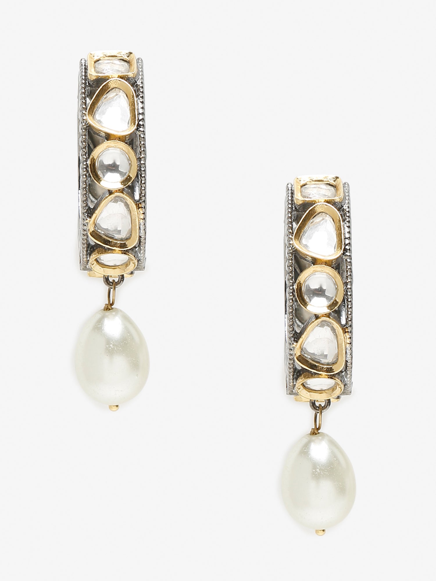 Silver-Toned White Circular Hoop Earrings - Ruby Raang | Grocsy