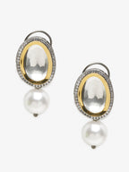 White Kundan Studded Drop Earrings - Ruby Raang | Grocsy