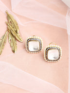 White Contemporary Studs Earrings - Ruby Raang | Grocsy