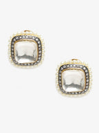 White Contemporary Studs Earrings - Ruby Raang | Grocsy