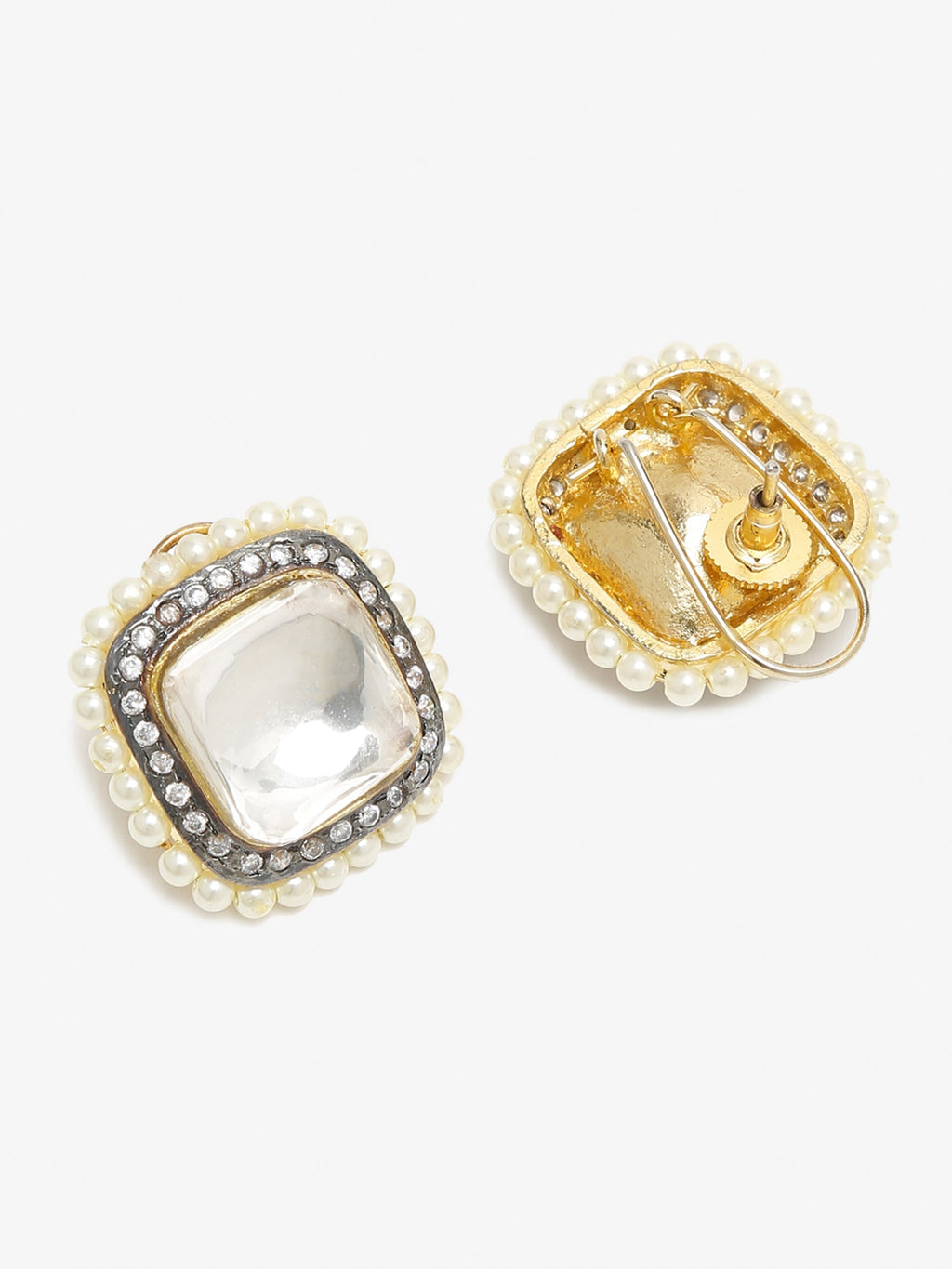 White Contemporary Studs Earrings - Ruby Raang | Grocsy