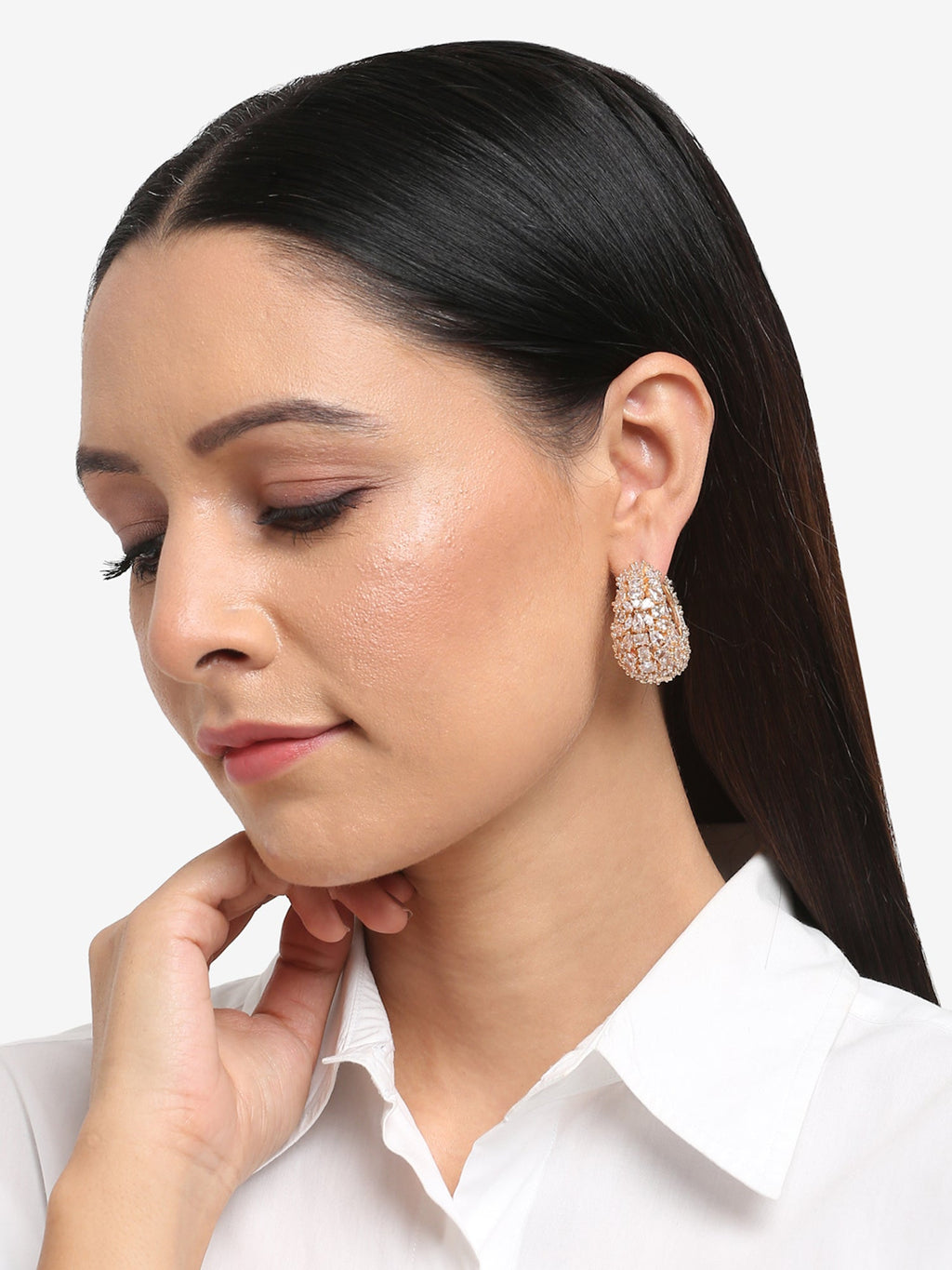 Rose Gold Contemporary Hoop Earrings - Ruby Raang | Grocsy