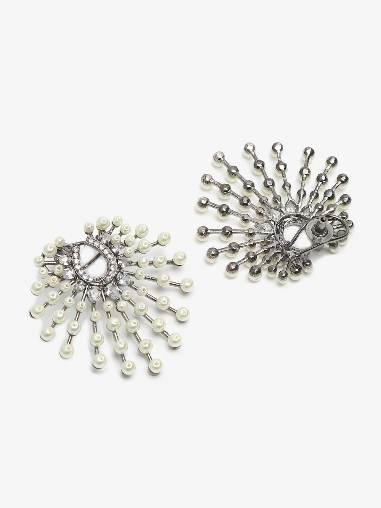 White Contemporary Drop Earrings - Ruby Raang