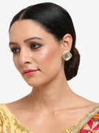 White Artificial Stone Beads Studded Contemporary Studs Earrings - Ruby Raang | Grocsy