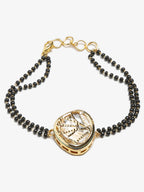 Women's Black Gold-Polished Charm Kundan Studded Mangalsutra Bracelet - Ruby Raang
