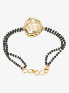 Women's Black Gold-Polished Charm Kundan Studded Mangalsutra Bracelet - Ruby Raang