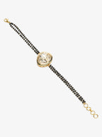 Women's Black Gold-Polished Charm Kundan Studded Mangalsutra Bracelet - Ruby Raang