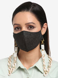 White Gold-Toned Beaded Mask Chain - Ruby Raang | Grocsy