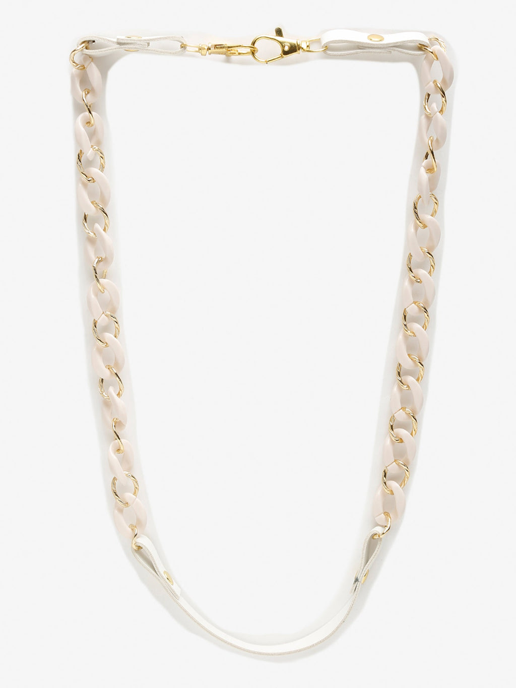 White Gold-Toned Beaded Mask Chain - Ruby Raang | Grocsy