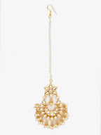 Gold-Polished Kundan Maang Tikka - Ruby Raang | Grocsy