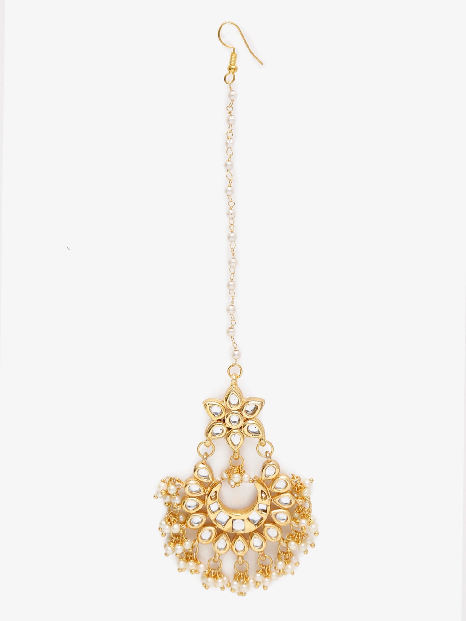 Gold-Polished Kundan Maang Tikka - Ruby Raang | Grocsy