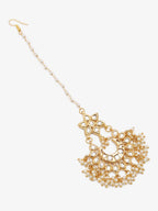 Gold-Polished Kundan Maang Tikka - Ruby Raang | Grocsy