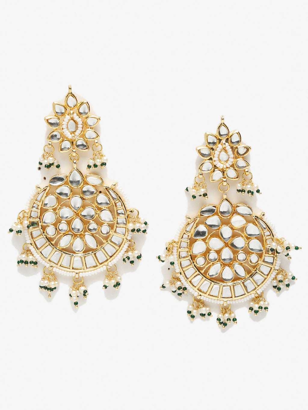 Green Contemporary Chandbalis Earrings - Ruby Raang | Grocsy