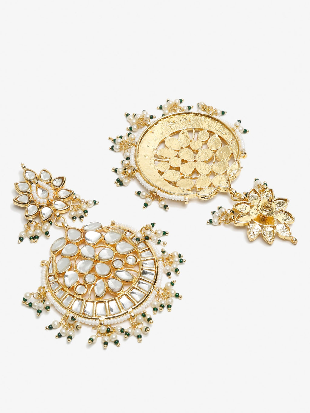 Green Contemporary Chandbalis Earrings - Ruby Raang | Grocsy