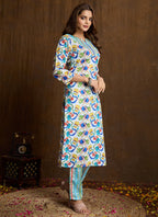 Prazu Fashion Multi Color Printed Cotton Blend Kurta Pant Set | Grocsy