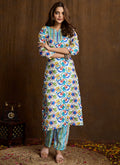 Prazu Fashion Multi Color Printed Cotton Blend Kurta Pant Set | Grocsy