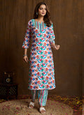 Prazu Fashion Multi Color Printed Cotton Blend Kurta Pant Set | Grocsy