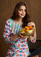 Prazu Fashion Multi Color Printed Cotton Blend Kurta Pant Set | Grocsy