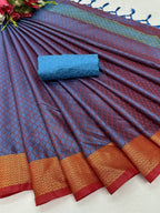 Vamika Banarasi Jacquard Weaving Rama Green Saree | Grocsy