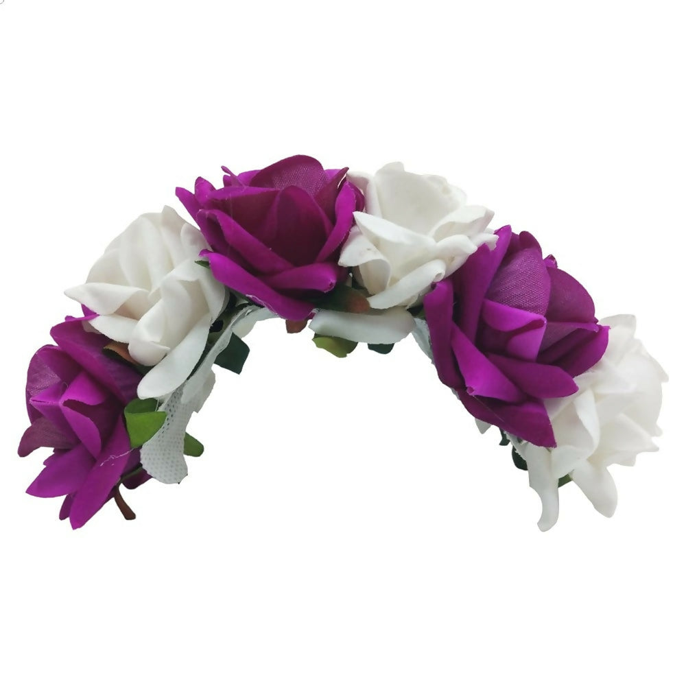 Purple and white Velvet Rose Gajra | Grocsy