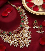 Jewel City Gold Plated Multi-Color Pearl Necklace Set | Grocsy