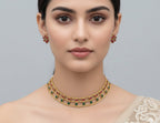 Jewel City Elegant Gold-Plated Ruby & Emerald choker with Floral Stud Earrings | Traditional Ethnic Jewelry Set | Grocsy