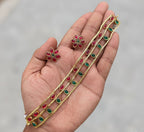 Jewel City Elegant Gold-Plated Ruby & Emerald choker with Floral Stud Earrings | Traditional Ethnic Jewelry Set | Grocsy