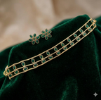 Jewel City Elegant Gold-Plated Green choker with Floral Stud Earrings | Traditional Ethnic Jewelry Set | Grocsy