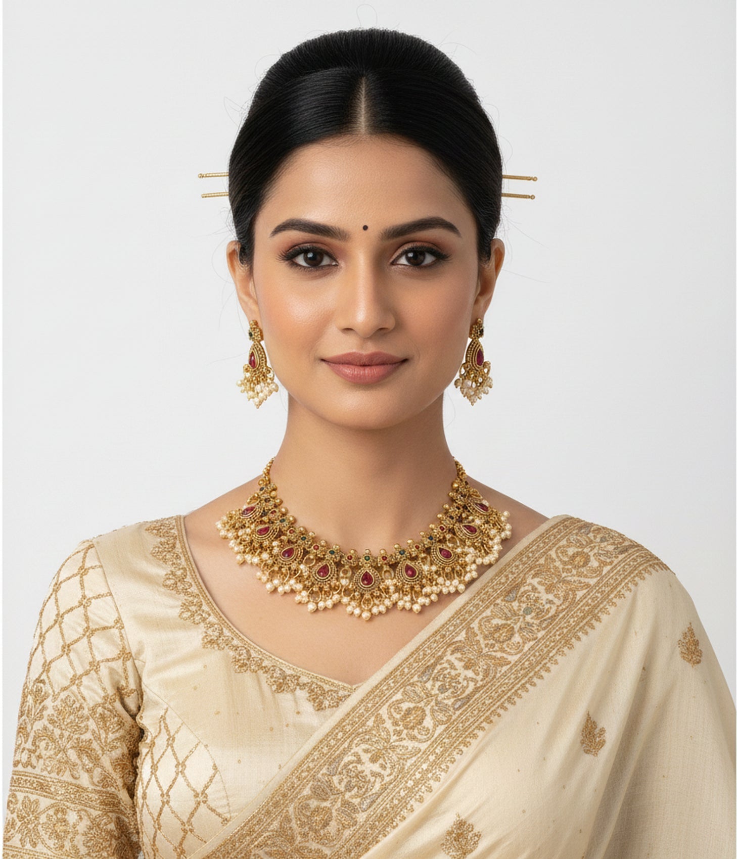 Jewel City Stunning Handcrafted Antique Gold-Plated Necklace Set | Grocsy