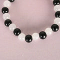 NVR Men & Women White Marble Crystal Beaded Elasticated Bracelet | Grocsy