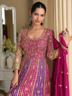 Aarshi Fashions Pink Georgette Wedding Gowns | Grocsy