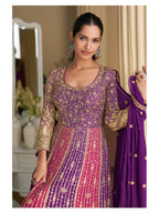 Aarshi Fashions Purple Georgette Wedding Gowns | Grocsy
