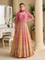 Aarshi Fashions Pink Georgette Wedding Gowns | Grocsy