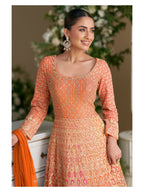 Aarshi Fashions Orange Georgette Wedding Gowns | Grocsy