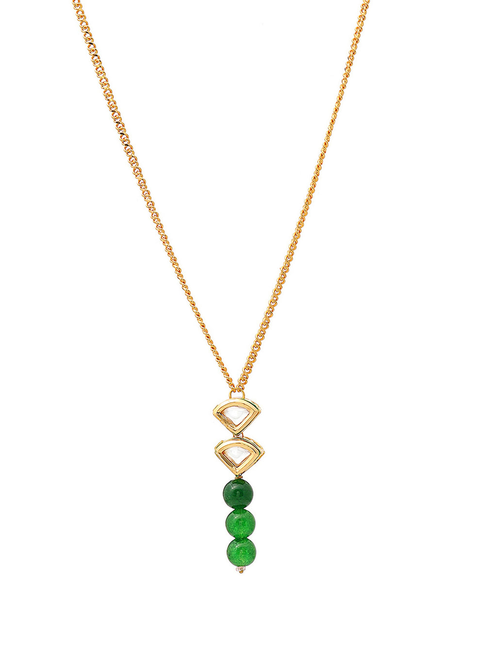 Ruby Raang Green Aventurine Kundan Necklace | Grocsy