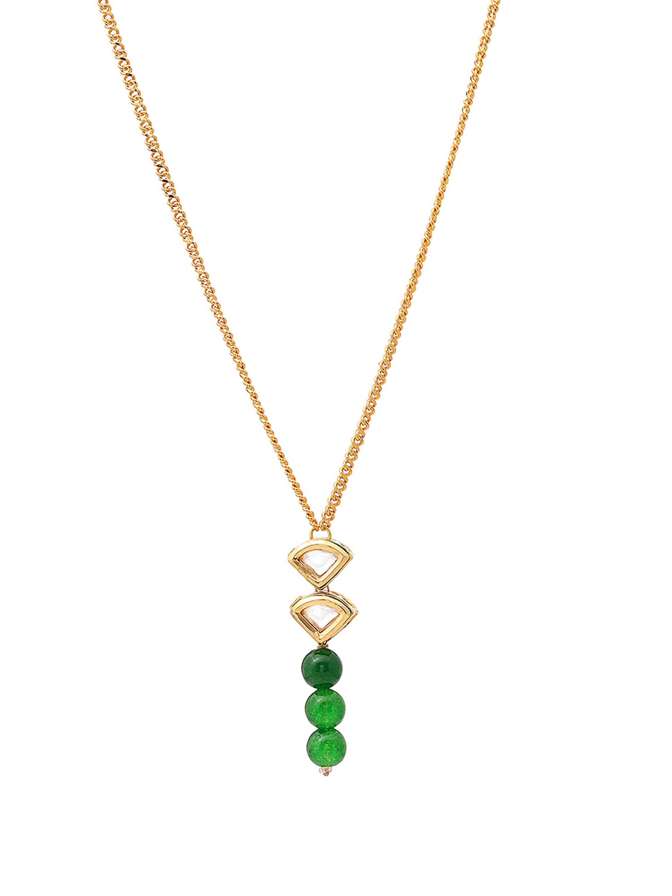 Ruby Raang Green Aventurine Kundan Necklace | Grocsy