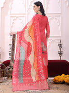 Sequinned & Thread Embroidered Kurta With Pant & Embroidered Dupatta, Coral - Hiral Fashion | Grocsy