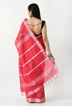 Mominos Fashion Moeza Rose Pink All Over Buti Handloom Silk Saree with unstitched Blouse piece | Grocsy