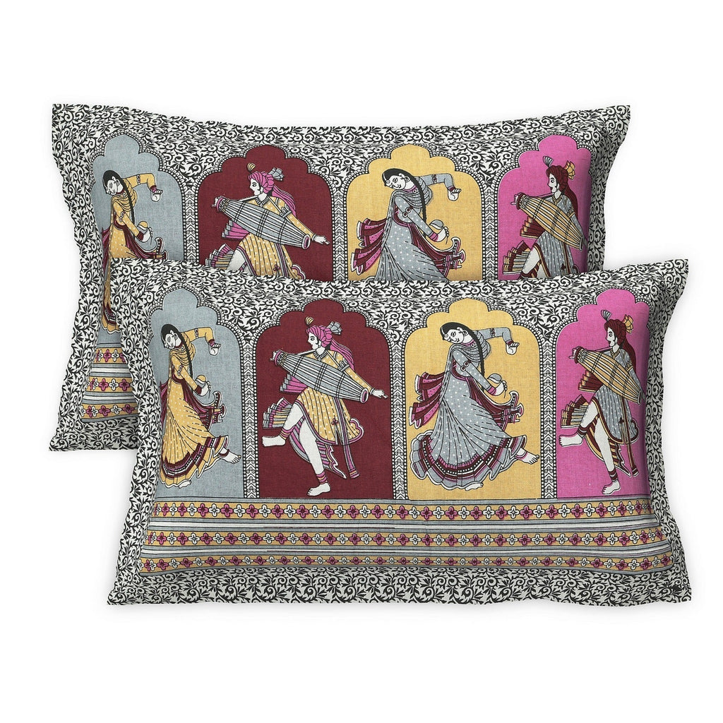 Rudra Bazaar Multicolour 210 TC Cotton Double King Bedsheet With 2 Pillow Covers | Grocsy