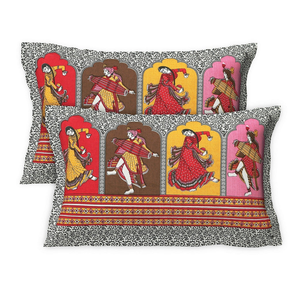 Rudra Bazaar Multicolour 210 TC Cotton Double King Bedsheet With 2 Pillow Covers | Grocsy