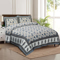 Rudra Bazaar Multicolour 210 TC Cotton Double King Bedsheet With 2 Pillow Covers | Grocsy